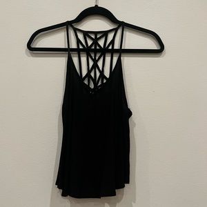 Black Brandy Melville Tank Top with Cute Cross Detailing